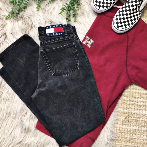 tommy hilfiger black mom jeans
